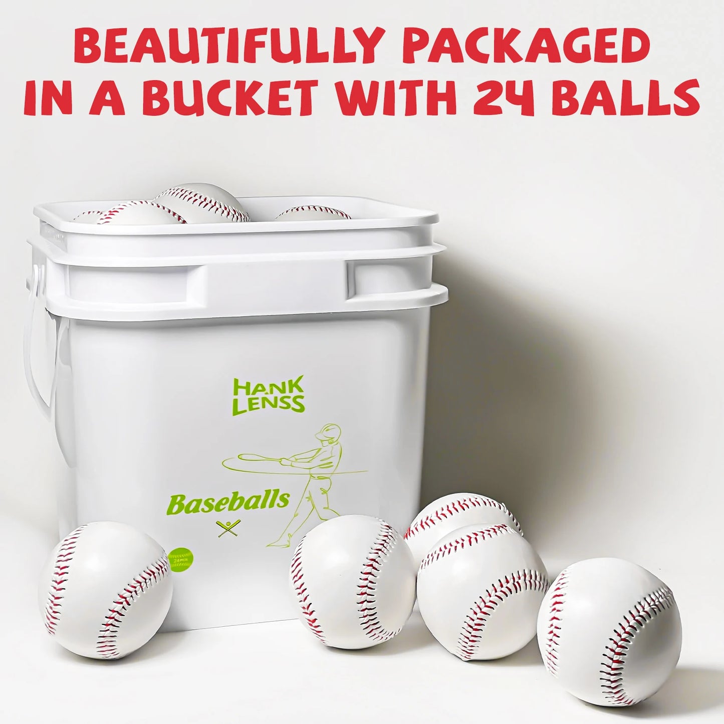 Bucket Of Baseballs 24 Pack Leather Covered Training Balls