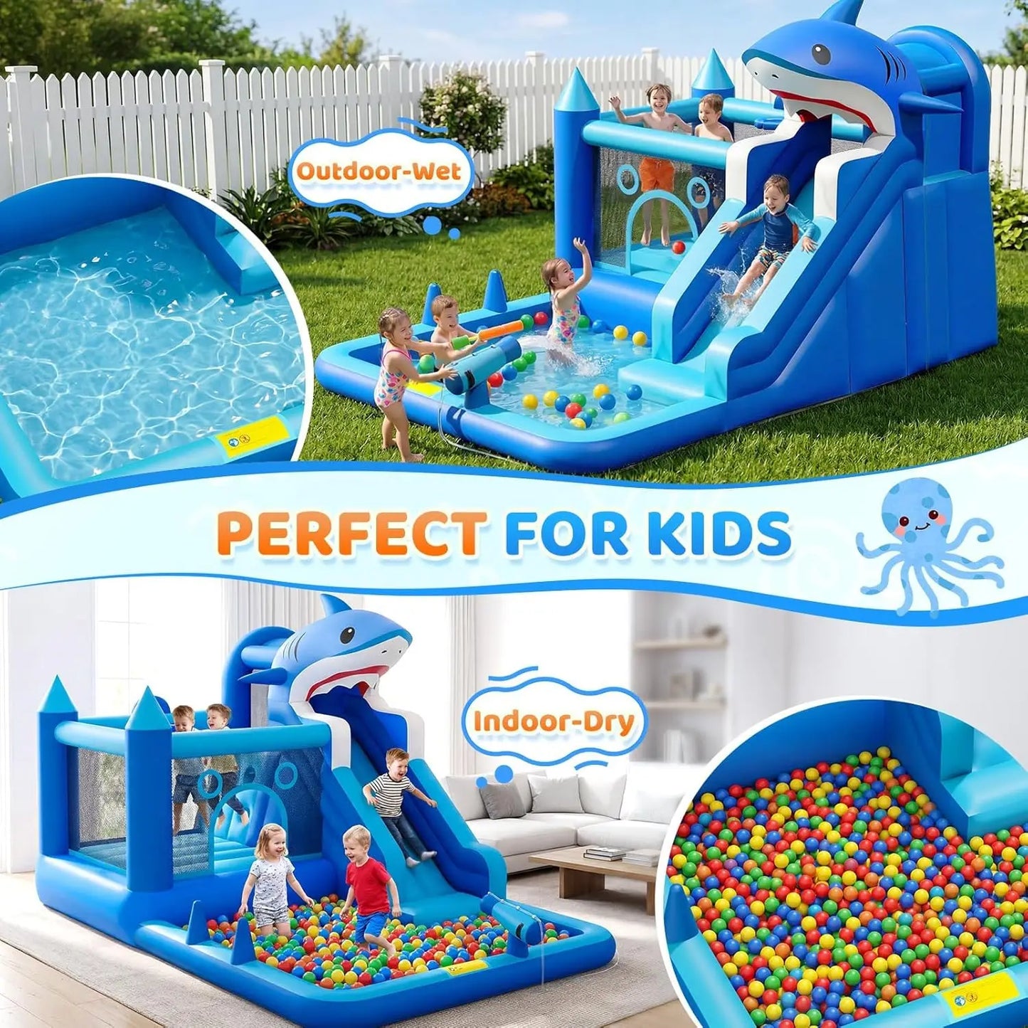 Inflatable Water Slide 7 in 1 Backyard Bounce House