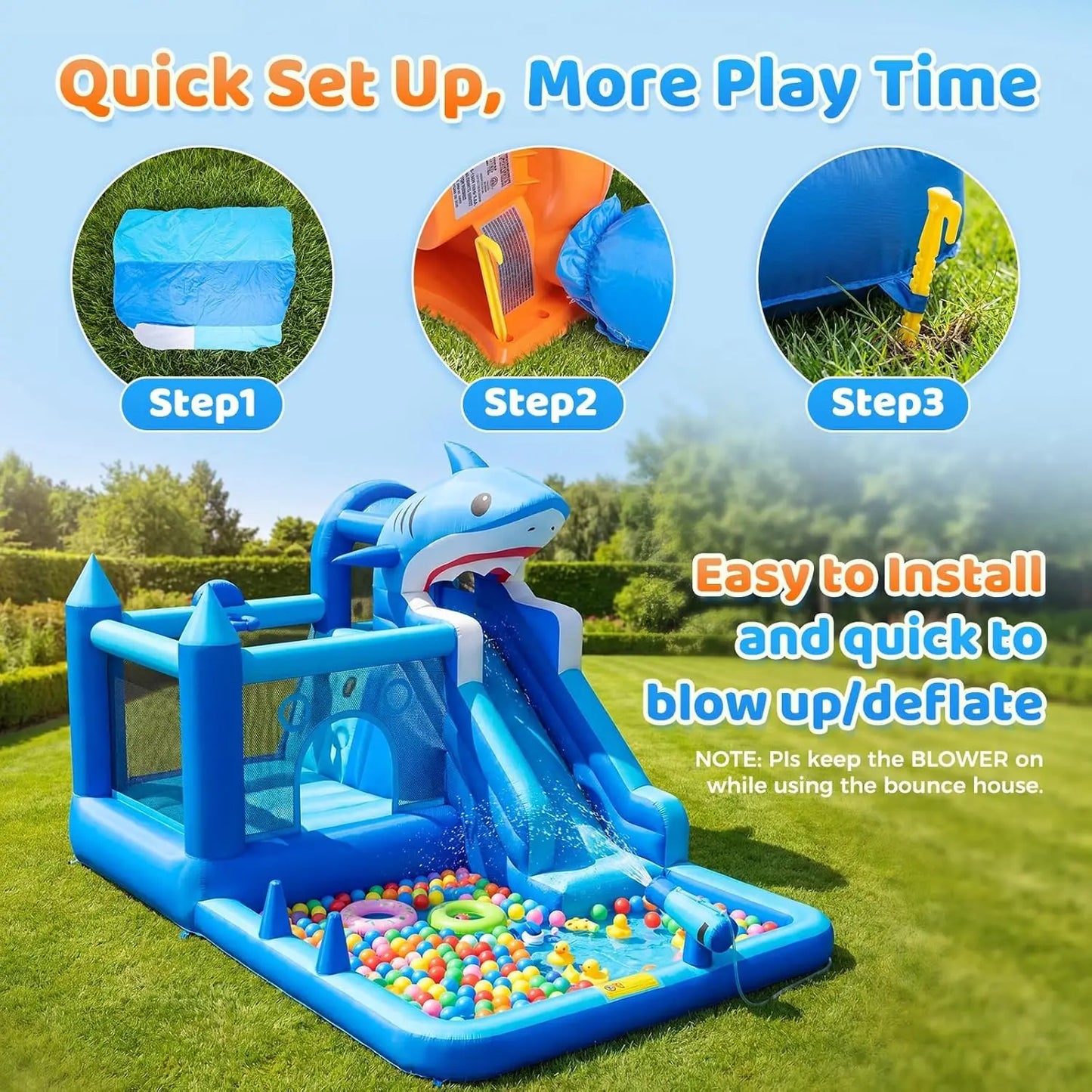 Inflatable Water Slide 7 in 1 Backyard Bounce House
