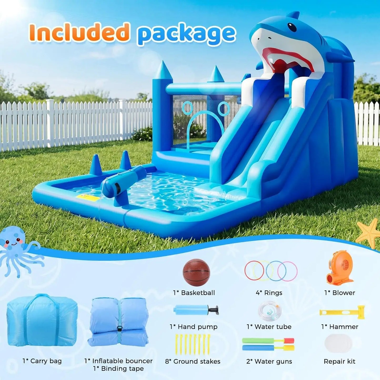 Inflatable Water Slide 7 in 1 Backyard Bounce House